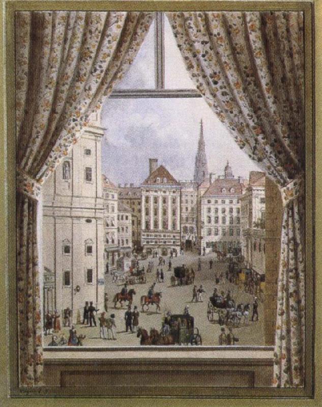 franz von schober a view of a viennese square in oil painting picture